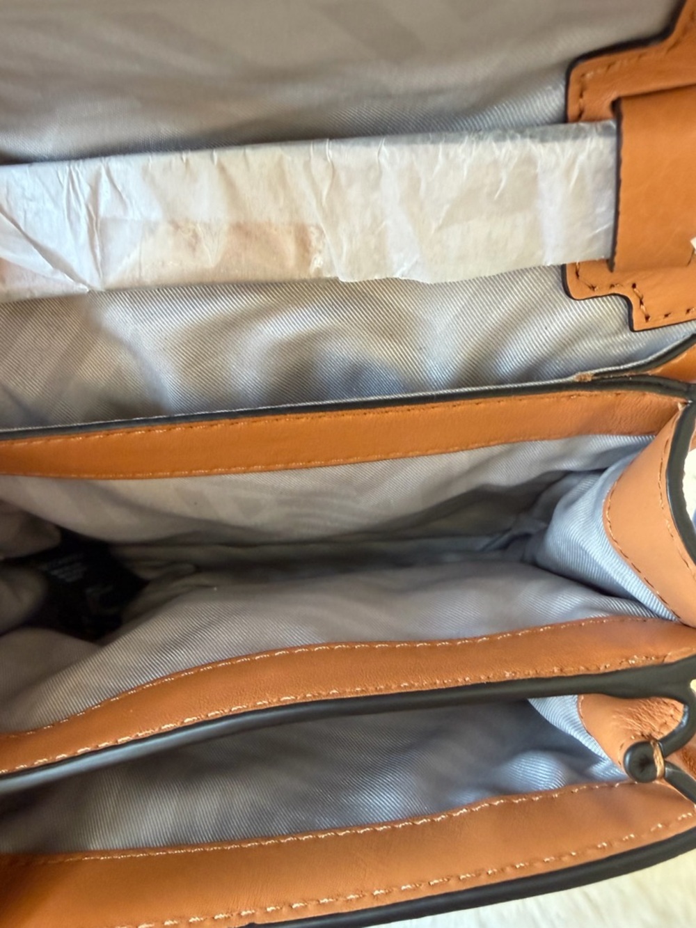 Rebecca Minkoff Tan Leather & Haircalf Crossbody with Gold Buckle - Picture 3 of 5